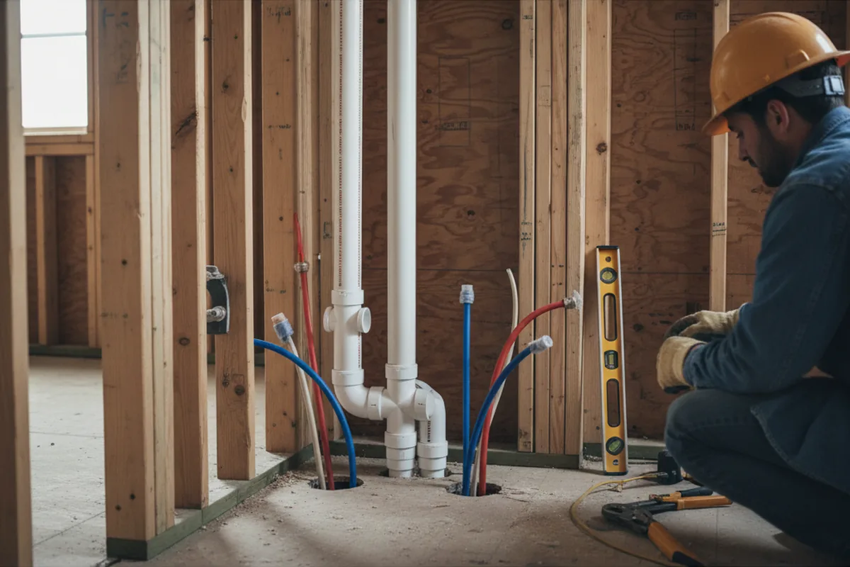 Drain and supply rough-in during Toilet Repair and Installation in Poole