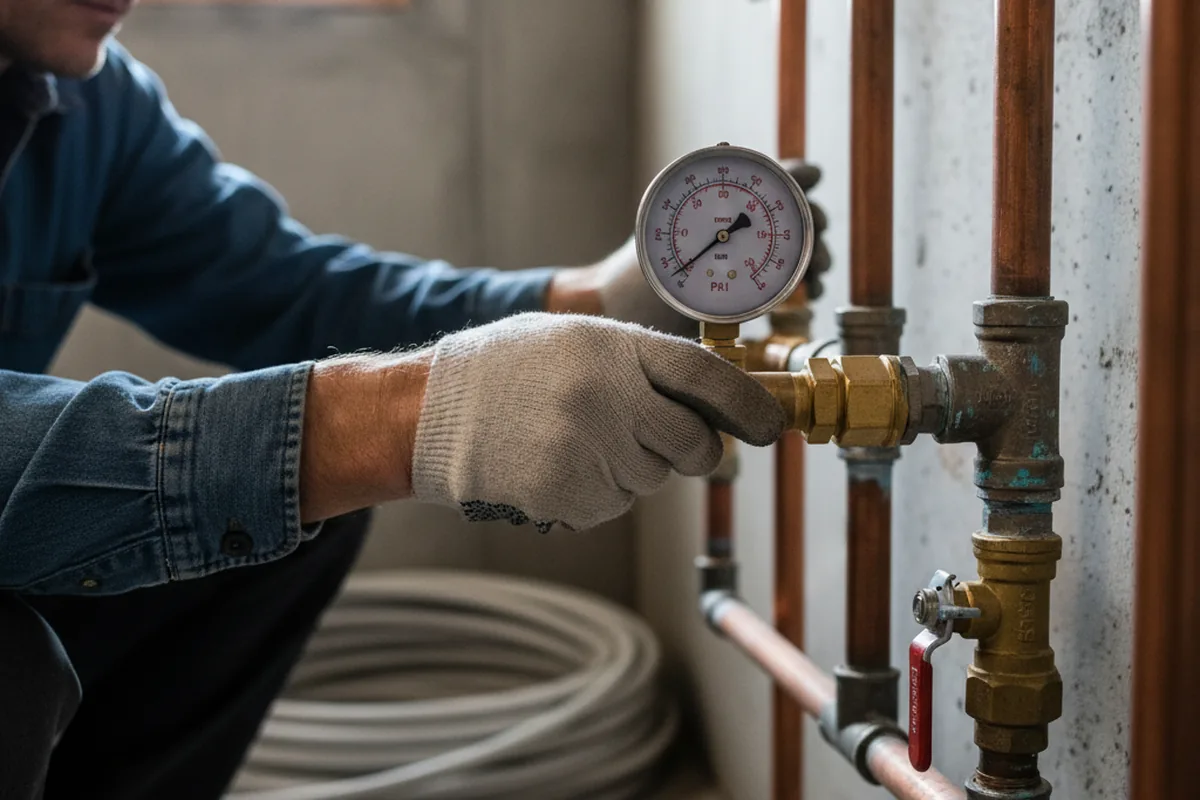 Pressure testing a repaired line during Water Line Repair in Poole